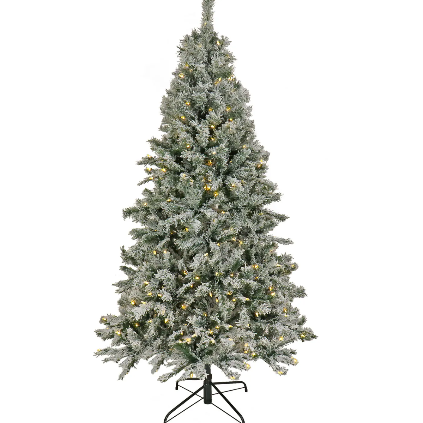 National Tree Company 9 ft. Pre-Lit Snowy Harwich Hinged Tree with PowerConnect Warm White LED Lights