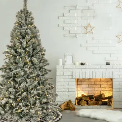 National Tree Company 6.5 ft. Pre-Lit Snowy Harwich Hinged Tree with PowerConnect Warm White LED Lights