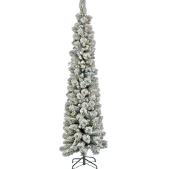 National Tree Company 7 ft. Pre-Lit Snowy Methow Pencil Slim Tree with LED Lights