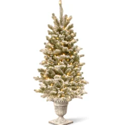 National Tree Company 4 ft. Pre-Lit Snowy Sheffield Spruce Tree with Twinkly LED Lights