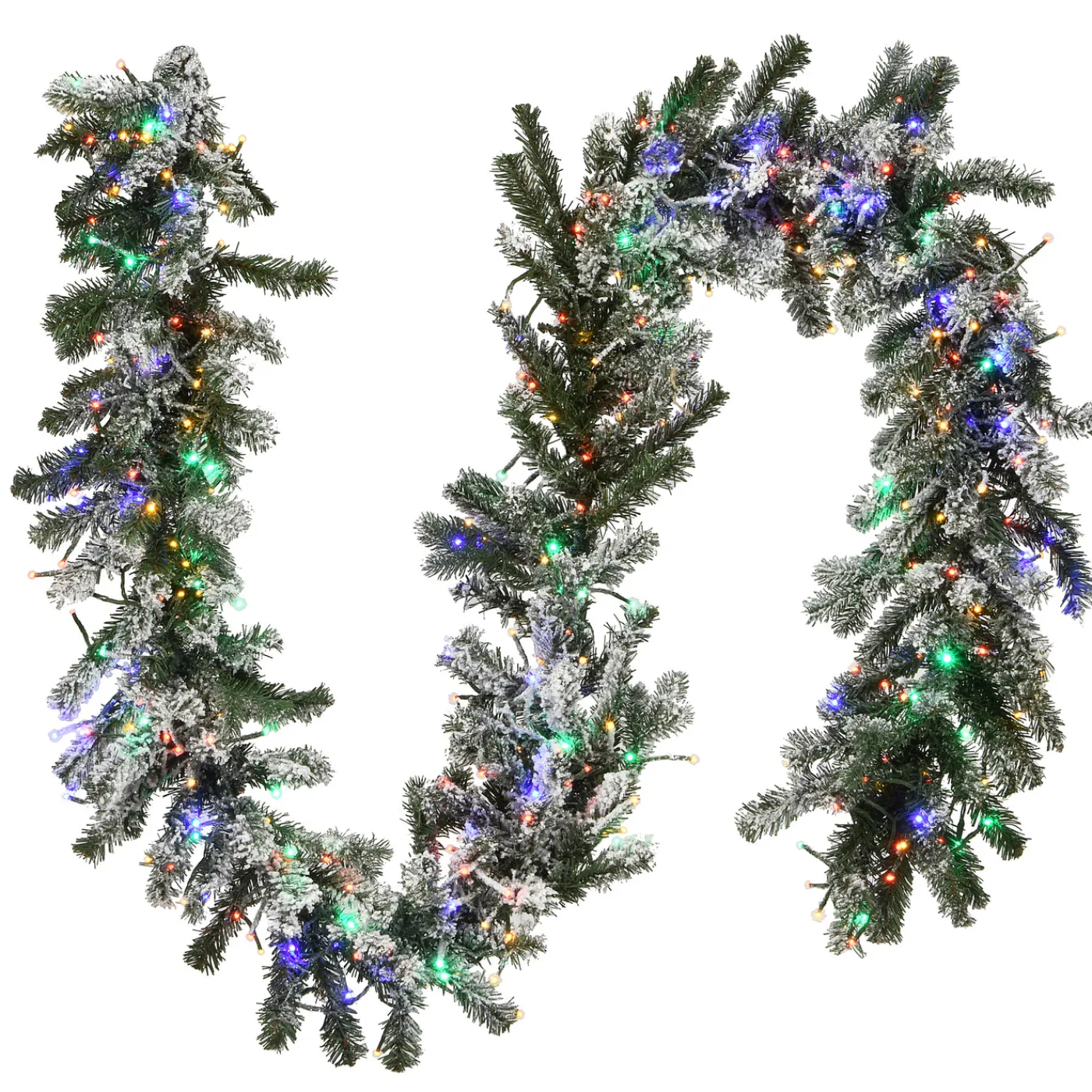 National Tree Company 9 ft. Pre-Lit Snowy Sheffield Spruce Garland with LED Lights