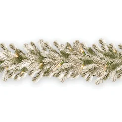 National Tree Company 9 ft. Pre-Lit Snowy Sheffield Spruce Garland with Clear Lights