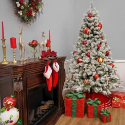 National Tree Company 7.5 ft. Pre-Lit Snowy Silver Hill Pine Tree with LED Lights