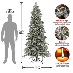 National Tree Company 7.5 ft. Pre-Lit Snowy Vintin Fir Tree with LED Lights