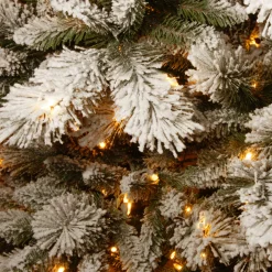 National Tree Company 7.5 ft. Pre-Lit Snowy Westwood Pine Slim Tree with Clear Lights