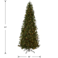 National Tree Company 9 ft. Pre-Lit Tiffany Fir Slim Tree with Clear Lights - PE Branch Tips