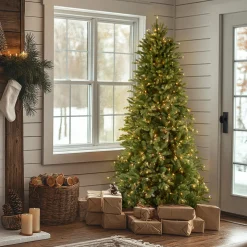 National Tree Company 6.5 ft. Pre-Lit Tiffany Fir Slim Tree with Clear Lights PE Branch Tips