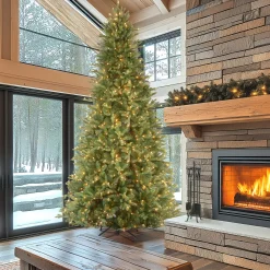 National Tree Company 12 ft. Pre-Lit Tiffany Fir Slim Tree with Clear Lights