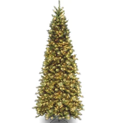 National Tree Company 10 ft. Pre-Lit Tiffany Fir Slim Tree with Clear Lights