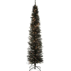 National Tree Company 6 ft. Pre-Lit Tinsel Collection Black Tree with Clear Lights