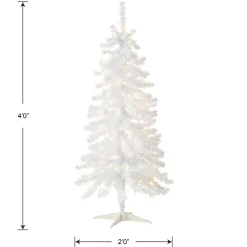National Tree Company 4 ft. Pre-Lit Tinsel Collection White Iridescent Tree with Clear Lights
