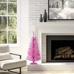 National Tree Company 4 ft. Pre-Lit Tinsel Collection Pink Tree with Clear Lights