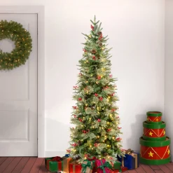 National Tree Company 6 ft. Pre-Lit Virginia Pine Mixed Slim Tree with Warm White LED Lights