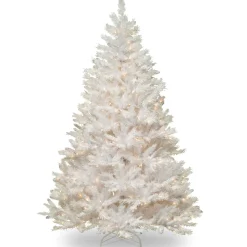 National Tree Company 7.5 ft. Pre-Lit Winchester Pine White Tree with Clear Lights and Silver Glitter