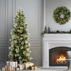 National Tree Company 7.5 ft. Pre-Lit Wintry Pine Slim Tree with Clear Lights