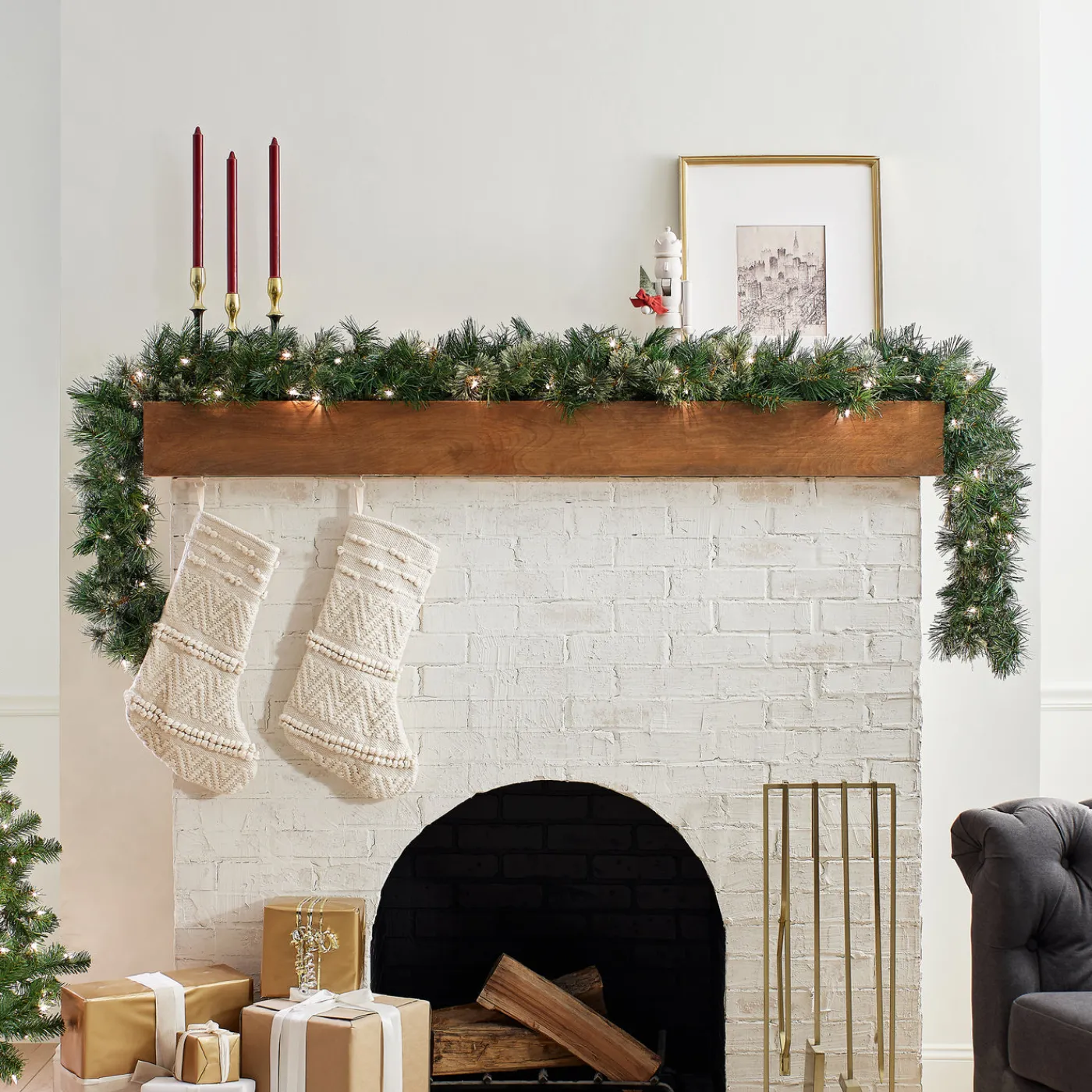 National Tree Company 9 ft. Pre-Lit Wispy Willow Garland with Clear Lights