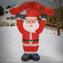 National Tree Company 7 ft. Red Inflatable Blow Up Santa