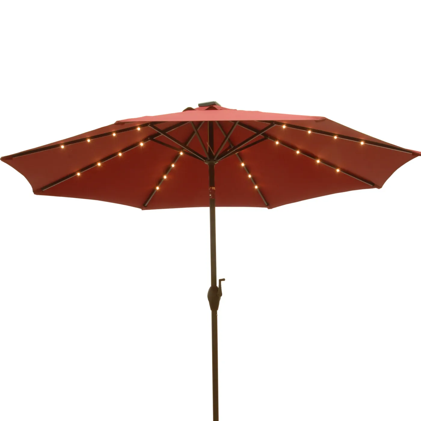National Tree Company 9 ft. Red Umbrella with Solar Power LED Lights