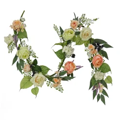 National Tree Company 6 ft. Spring Garland with Rose Blooms, Lavender, Berry Clusters, Leafy Greens