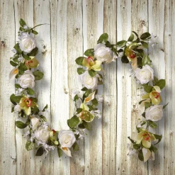 National Tree Company 6 ft. Spring Garland with Roses, Lilies, Berry Clusters, Leafy Greens