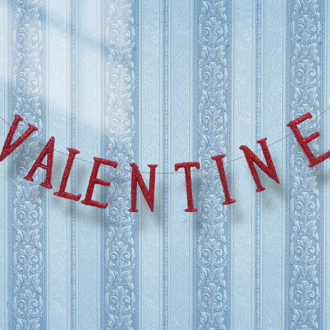 National Tree Company 6 ft. Valentine's Banner Decorated with Red Glitter
