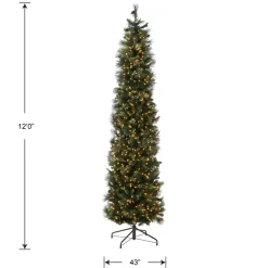 National Tree Company 12 ft.Pre-Lit Carolina Pine Slim Tree with Clear Lights