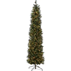 National Tree Company 12 ft.Pre-Lit Carolina Pine Slim Tree with Clear Lights