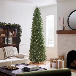 National Tree Company 10 ft.Pre-Lit Kingswood Fir Pencil Slim Tree with Clear Lights