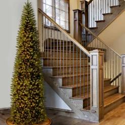 National Tree Company 10 ft.Pre-Lit Kingswood Fir Pencil Slim Tree with Clear Lights