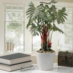 National Tree Company 21 in. Spring Potted Philodendron Plant Decoration Garden Accents in Ceramic Pot