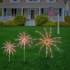 National Tree Company 16 in. 24 in. 36 in. Patriotic Light Up Fireworks Lawn Decor with LED Lights