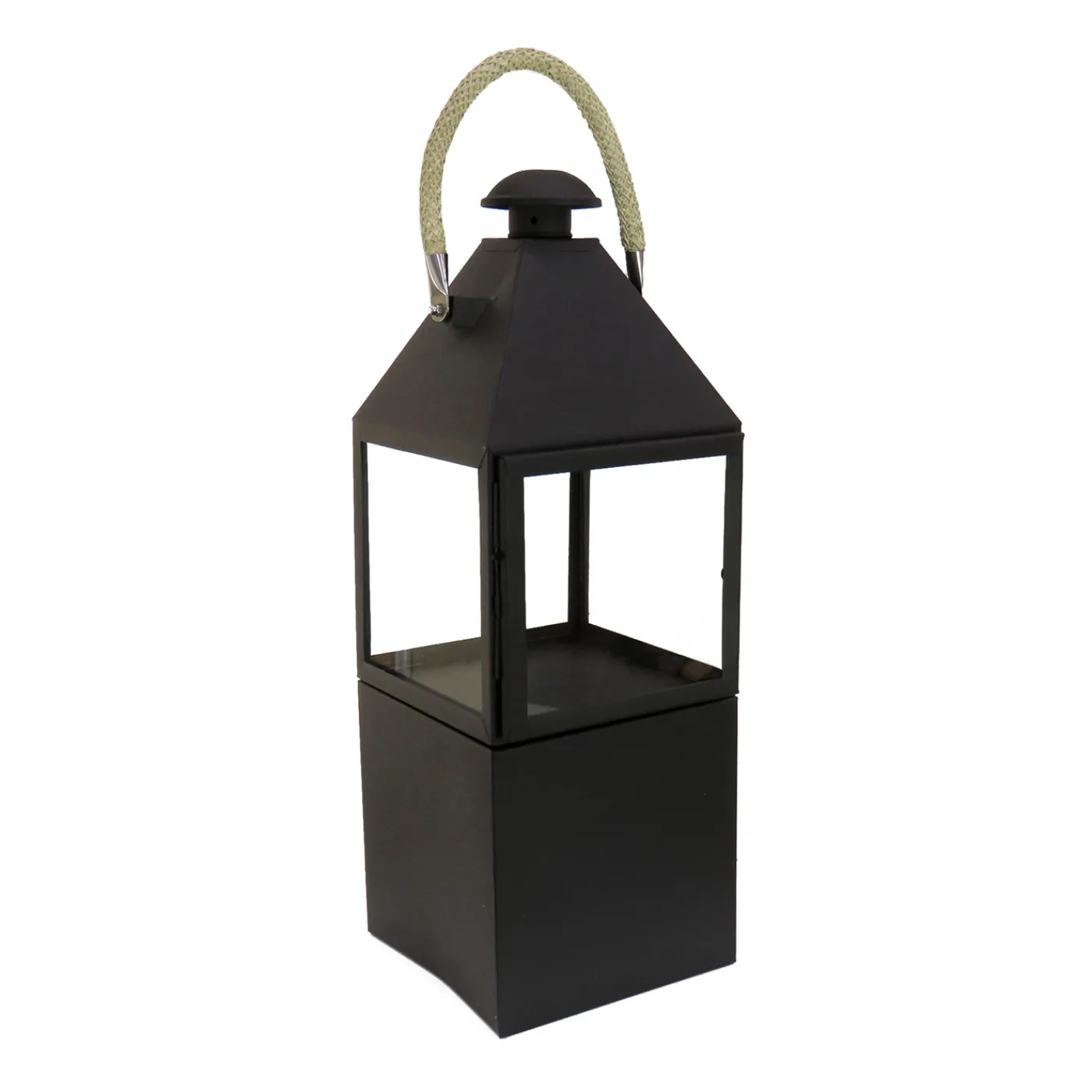 National Tree Company 29 in. Matte Black Finish Enclosed Glass Outdoor Lantern Candleholder