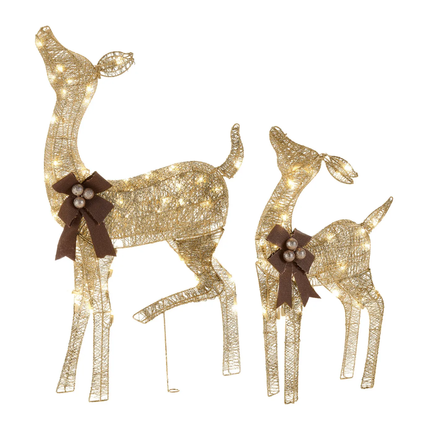 National Tree Company 38 in. and 28 in. Pre-Lit Fawn with Doe Decoration