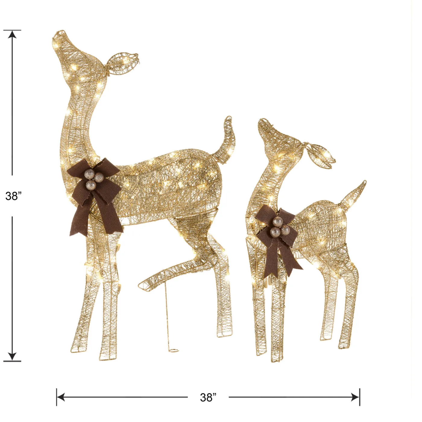 National Tree Company 38 in. and 28 in. Pre-Lit Fawn with Doe Decoration