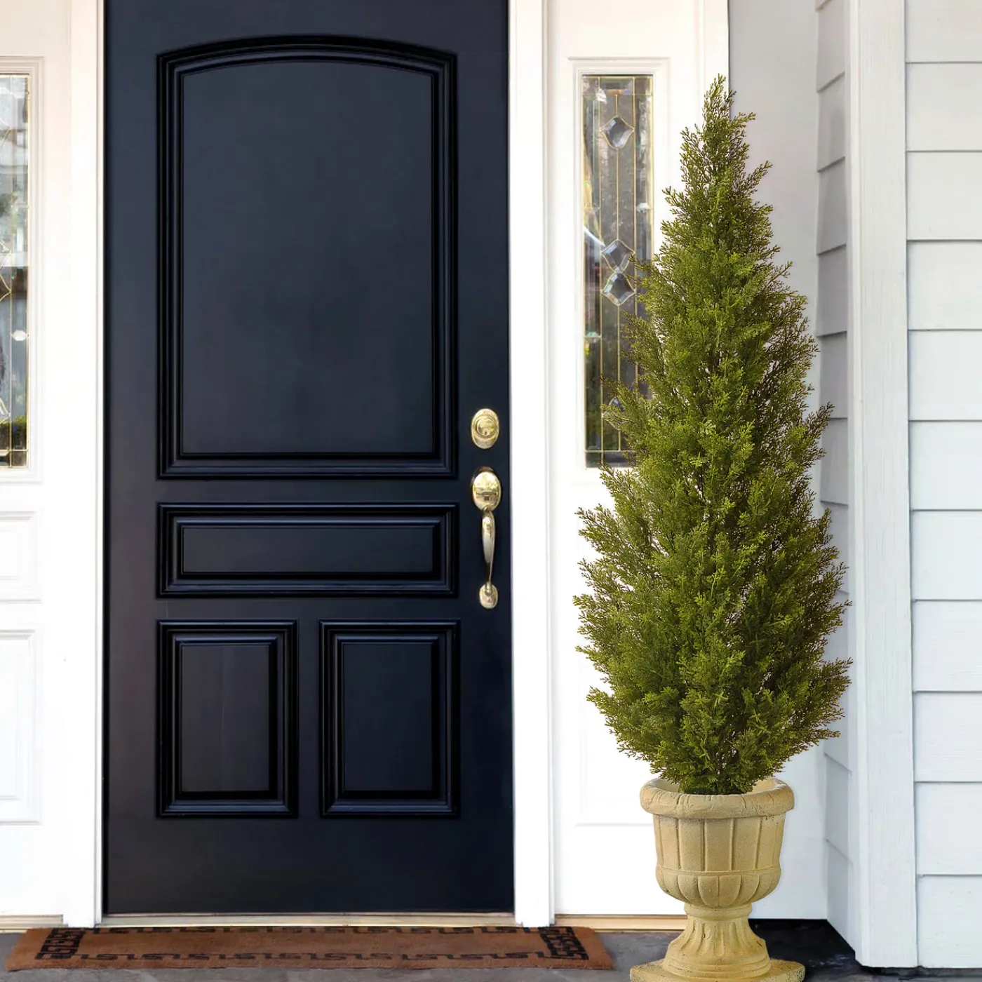 National Tree Company 60 in. Arborvitae Topiary Tree in Decorative Urn