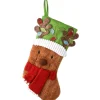 National Tree Company 20 in. Be Merry Collection Novelty Teddy Bear Christmas Stocking, Red Scarf and Green Hat