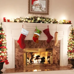 National Tree Company 20 in. Be Merry Collection Novelty Teddy Bear Christmas Stocking, Red Scarf and Green Hat