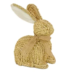 National Tree Company 9 in. Braided Bunny Table Decoration Decorated with Woven Ribbon