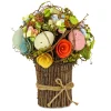 National Tree Company 8 in. Bright Floral Bundle Decorated with Pastel Easter Eggs and Assorted Flowers