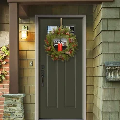National Tree Company 24 in. Bristle Berry Wreath with Single Candle