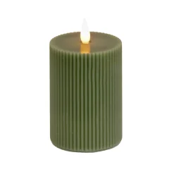 National Tree Company 5 in. by 9 in. HGTV Home Collection Flameless Georgetown Pillar Candle, Dk Green