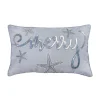 National Tree Company 14 in by 22 in. Coastal Merry Embroidered Pillow, Blue, Silver