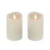 National Tree Company 2 in. by 5 in. HGTV Home Collection Flameless Heritage Pillar Candle Pair, Ivory
