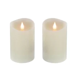 National Tree Company 2 in. by 5 in. HGTV Home Collection Flameless Heritage Pillar Candle Pair, Ivory