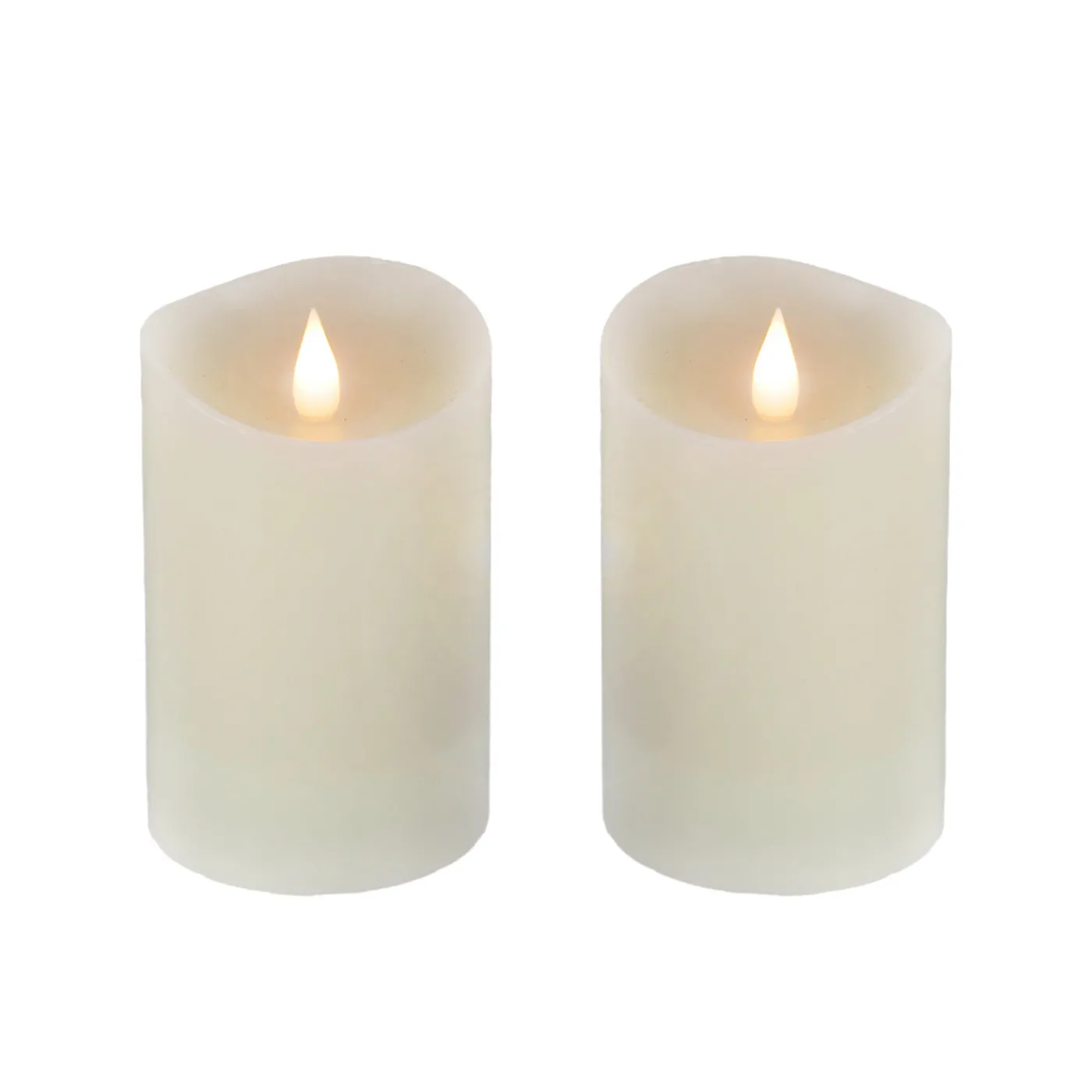 National Tree Company 2 in. by 5 in. HGTV Home Collection Flameless Heritage Pillar Candle Pair, Ivory