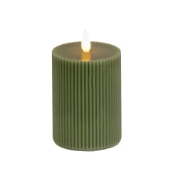 National Tree Company 4 in. by 6 in. HGTV Home Collection Flameless Georgetown Pillar Candle, Dk Green