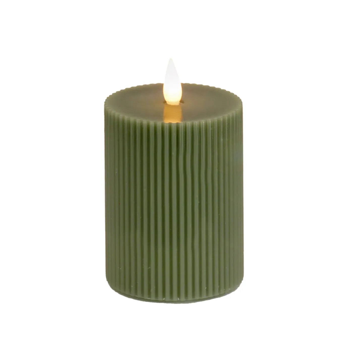 National Tree Company 4 in. by 6 in. HGTV Home Collection Flameless Georgetown Pillar Candle, Dk Green