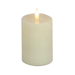 National Tree Company 3 in. by 7 in. HGTV Home Collection Flameless Georgetown Pillar Candle, Ivory