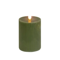 National Tree Company 3 in. by 5 in. HGTV Home Collection Flameless Georgetown Pillar Candle, Dk Green
