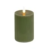 National Tree Company 4 in. by 8 in. HGTV Home Collection Flameless Georgetown Pillar Candle, Dk Green